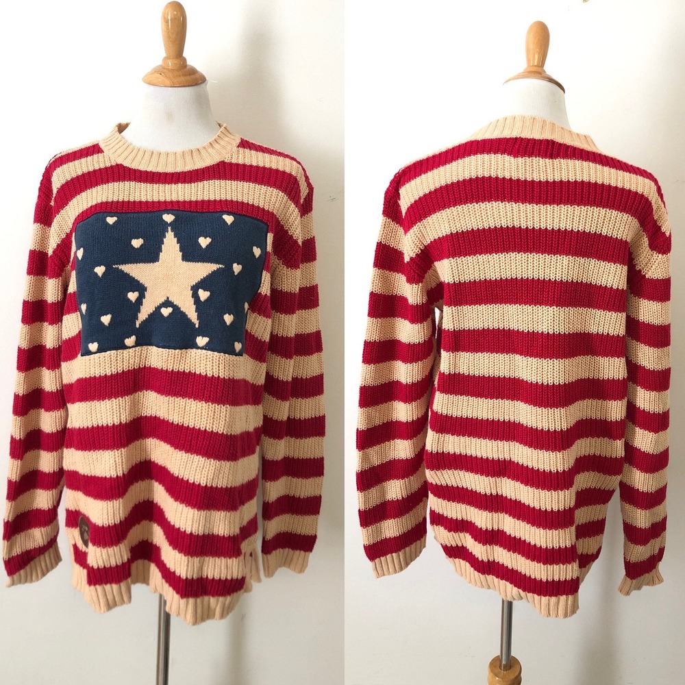 BOYD's collection Accept no substitutes red stripes star cotton sweater Waldo